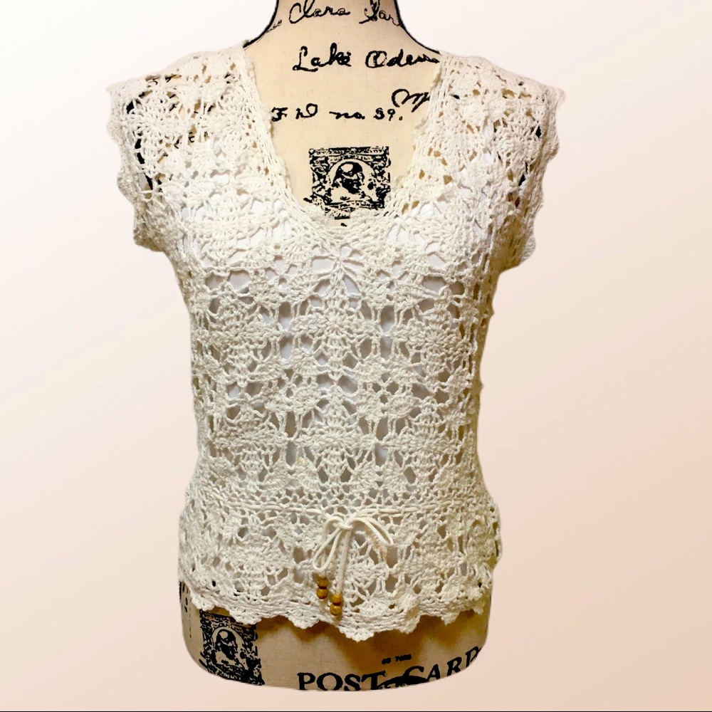 Vintage Crochet top and undershirt Sz L